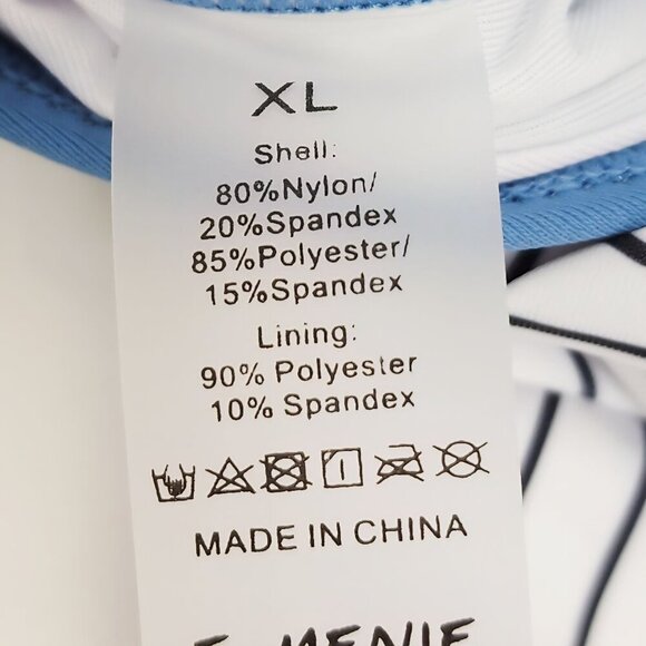 Striped Blue & White One-Piece Swimsuit Womens With Tie-Back Size XL - Picture 2 of 4